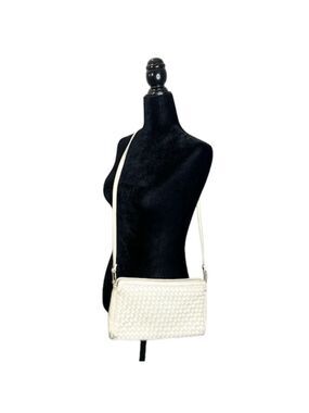 Vintage cream hand made woven leather crossbody bag